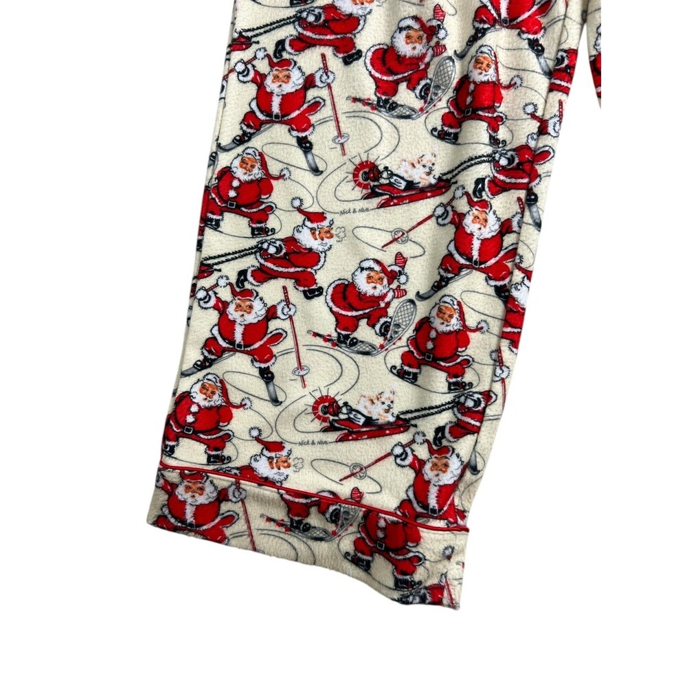 Nick & Nora Sleepwear Unisex Kid 2-pc Vintage Santa Winter Sports Pajama Set L - Picture 8 of 12